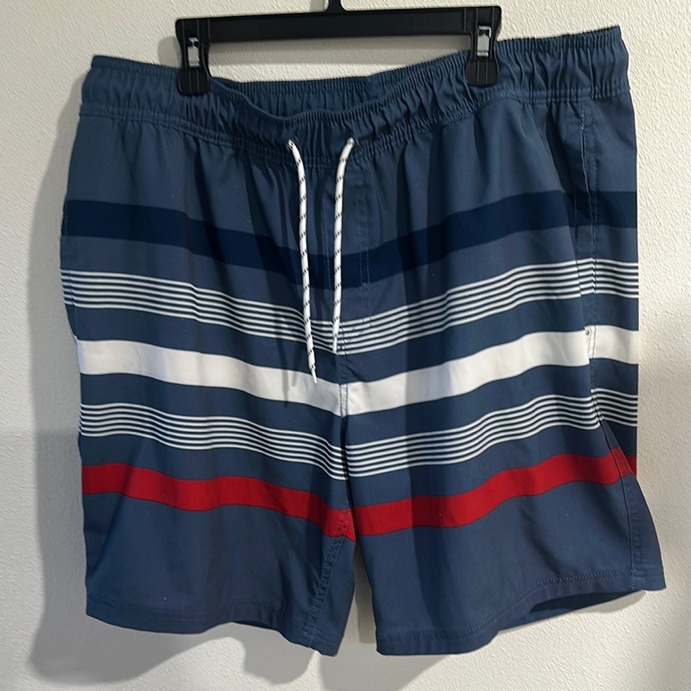 Goodfellow & Co Blue‎ and Red Swim Trunks with Striped Design